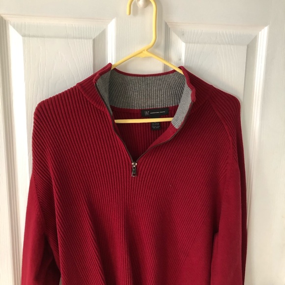 Men’s red 1/4 zip knitted pullover sweater -unworn - Picture 2 of 2